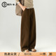 女2026新款 直筒弯刀裤 春季 子棕色女裤 梨型身材裤 咖色阔腿牛仔裤