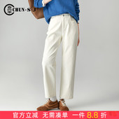 小个子法棍裤 米白色牛仔裤 加绒裤 子休闲女裤 直筒裤 女秋冬2025新款