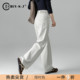 女2026新款 阔腿裤 春季 子高腰休闲灰白色窄版 裤 显瘦显高直筒牛仔裤