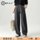 女2026新款 阔腿裤 春季 子休闲女裤 醋酸羊毛灰色西装 垂感弯刀裤 裤