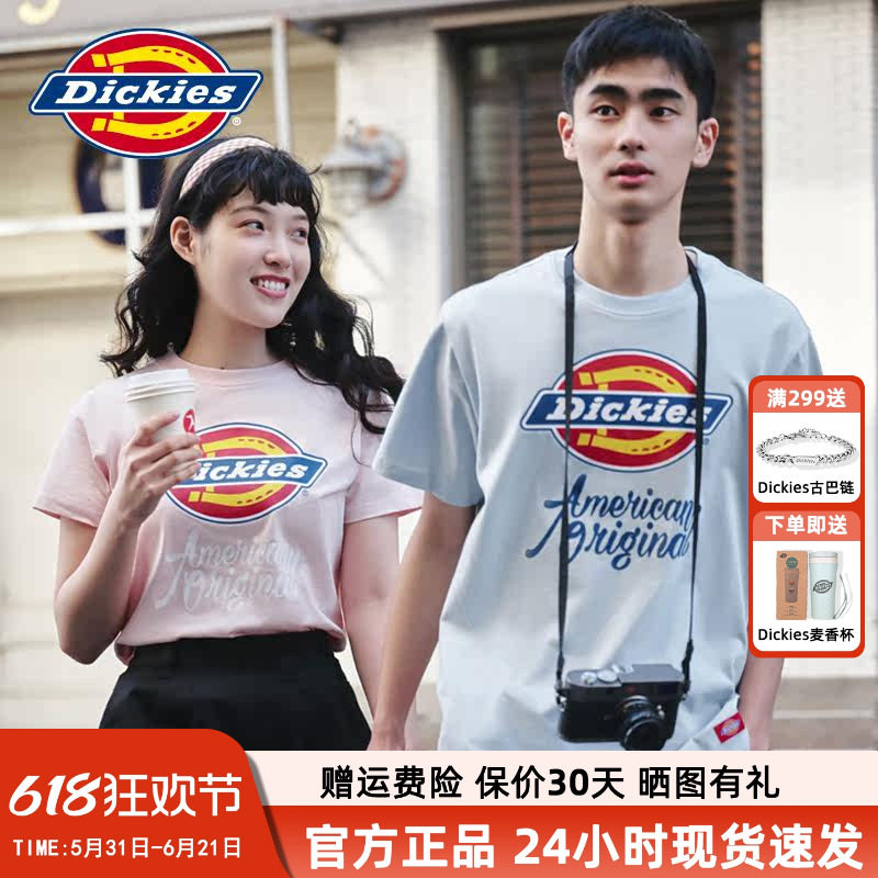 Dickies艺术字体LOGO印花短袖T恤女迪克斯春夏休闲全棉潮流7386