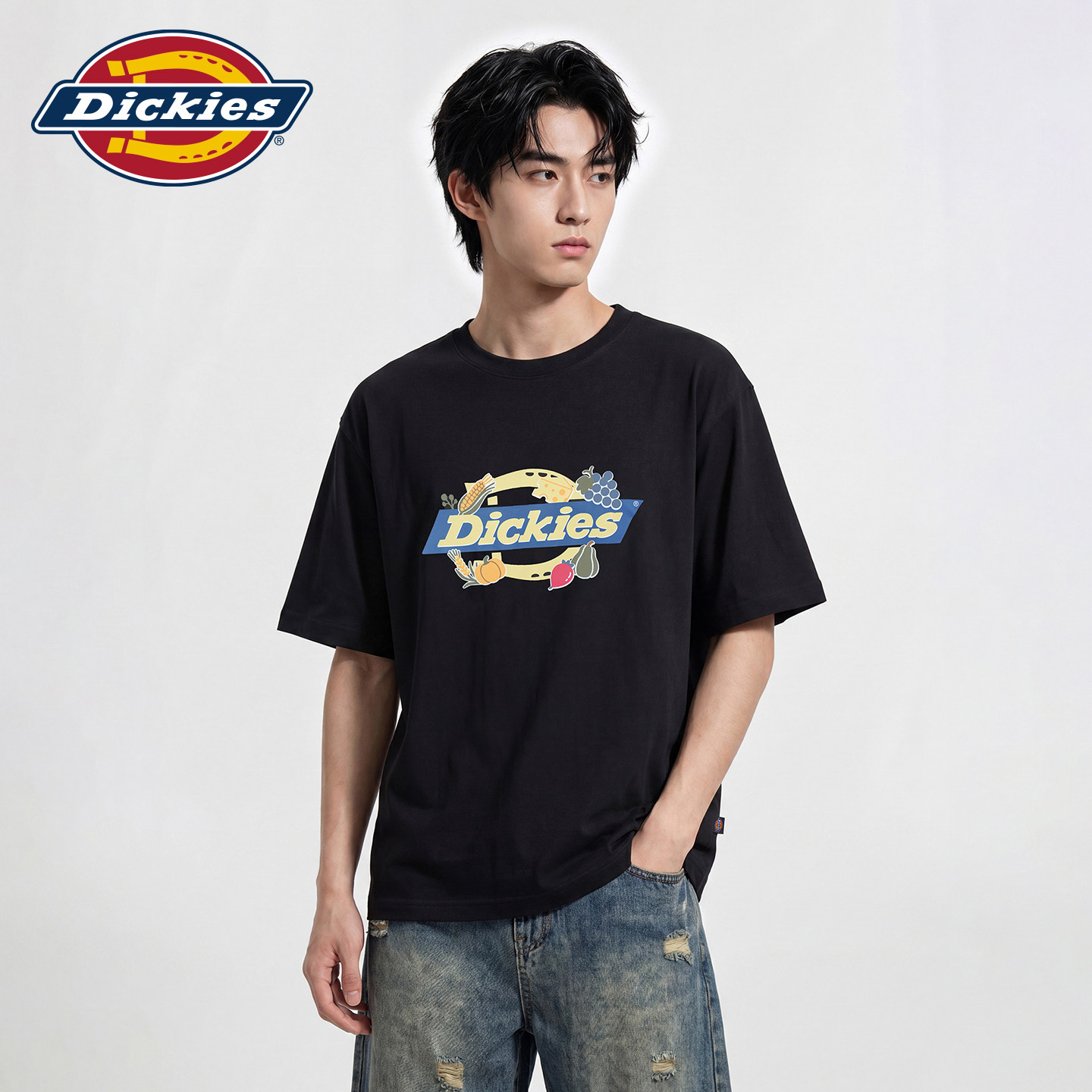 Dickies帝酷适男士纯棉短袖T恤宽松常规款夏季水果印花休闲上衣J