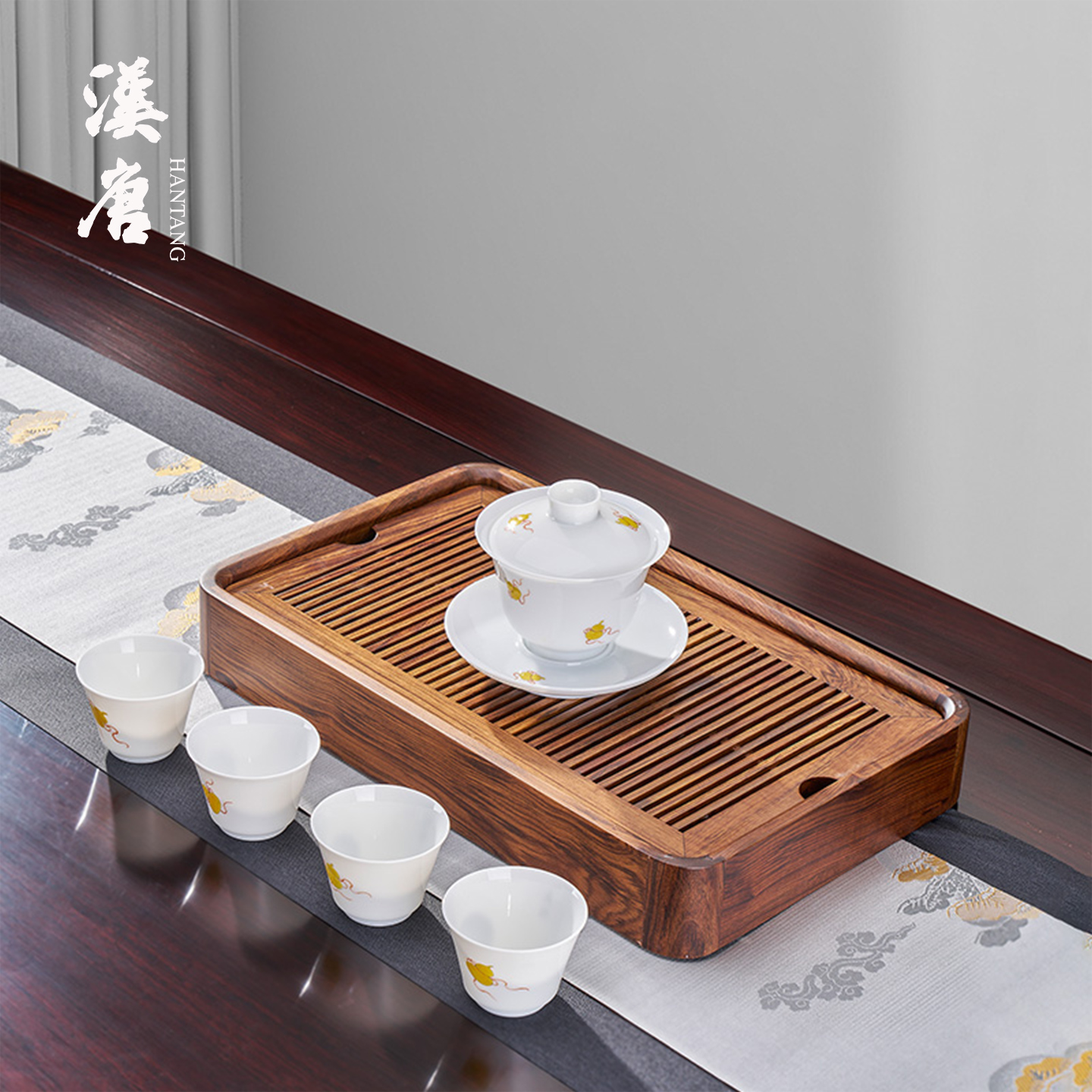 汉唐实木储排两用茶盘榫卯工艺