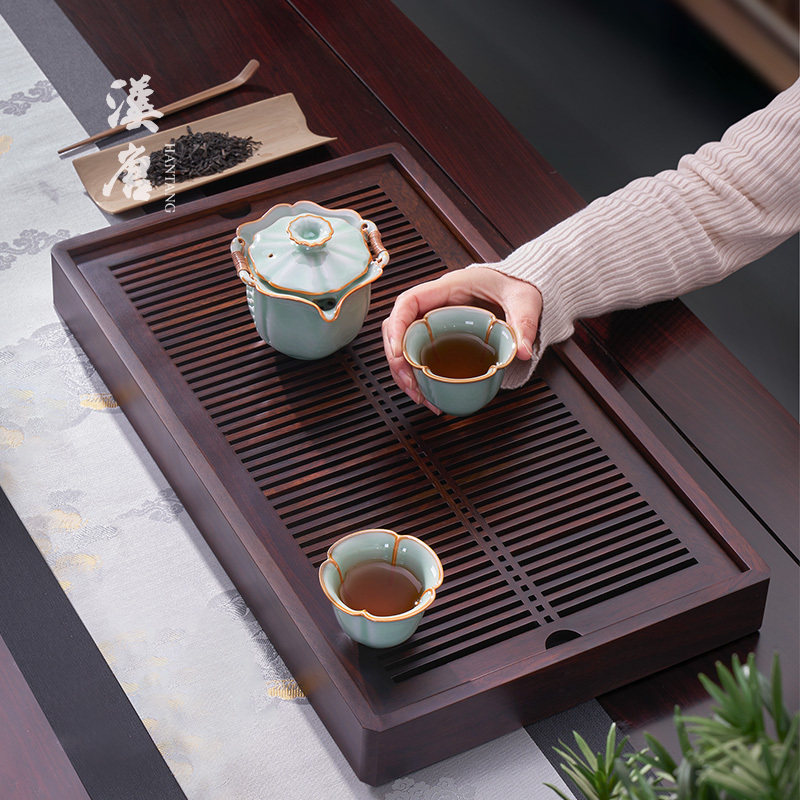 汉唐实木茶盘储排水两用茶托 托盘客厅家用大号茶台茶海功夫茶具
