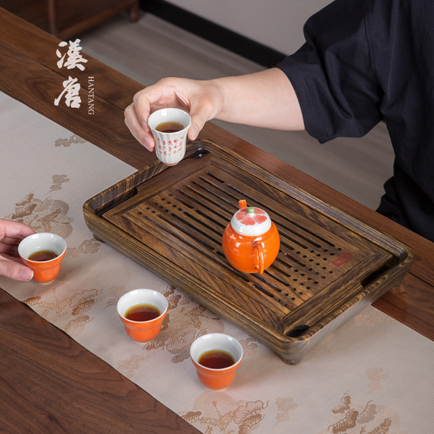 汉唐实木茶盘家用办公干泡台