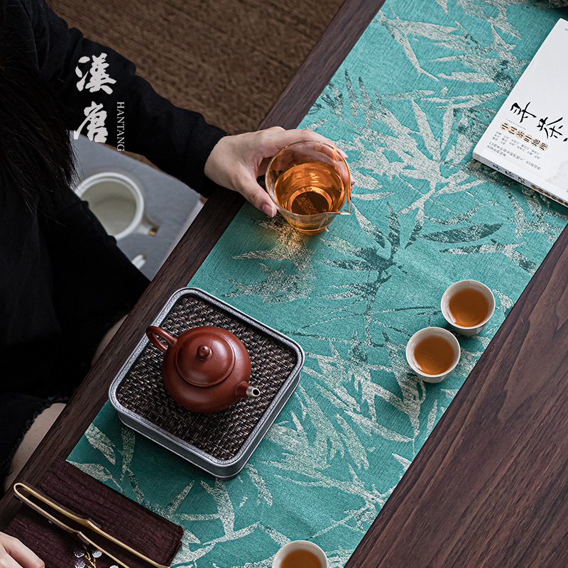 汉唐织锦茶席桌旗茶几桌布茶布茶旗茶盘垫家用中式禅意茶道零配件