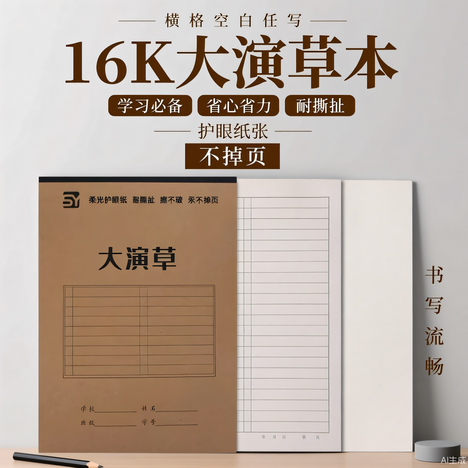 16K双格大演草护眼加厚作业本