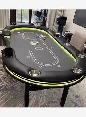杭州椭圆对折桌折叠铁脚德州扑克桌圆桌德州百家乐大小点桌现货