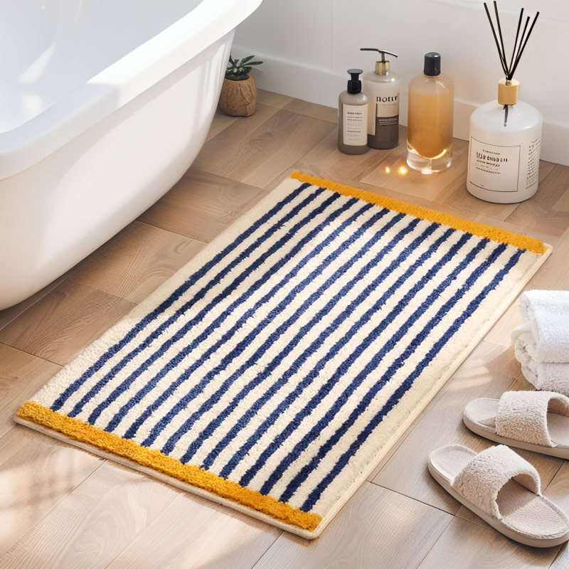 ins条纹浴室吸水地垫家用卫生间门口脚垫厕所防滑垫子洗手间地毯,居家布艺,家用脚垫,淘宝优惠券,粉丝福利购,淘宝优惠卷