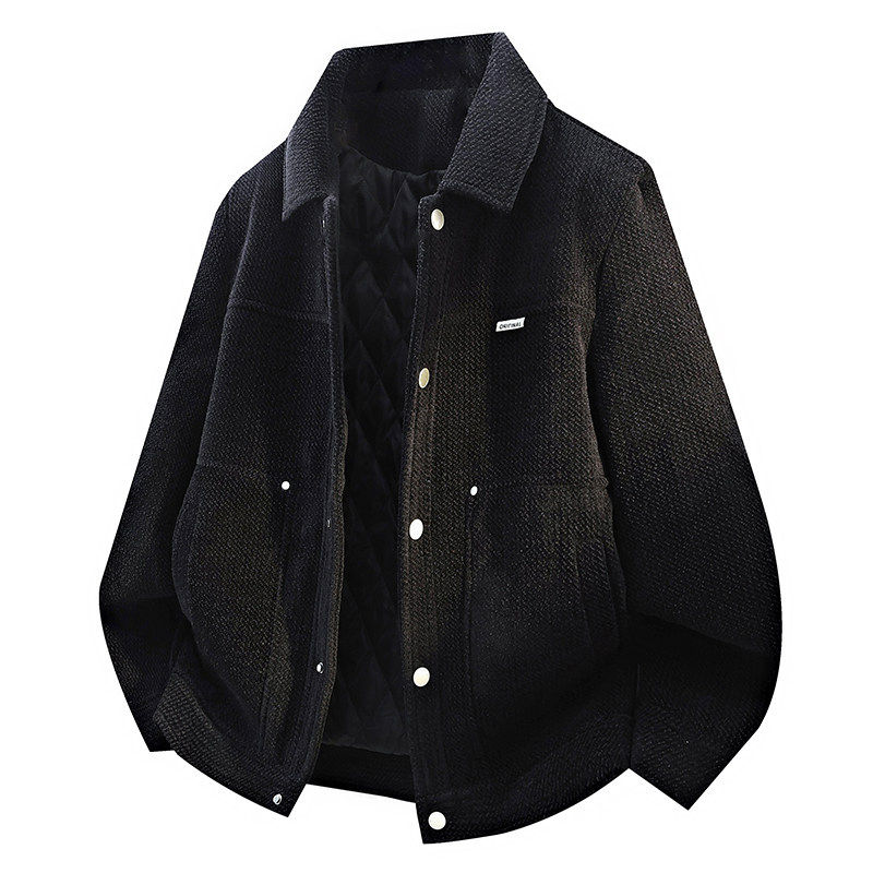 高档轻奢毛呢夹克男士潮流休闲加棉加厚百搭冬装短款呢子风衣外套