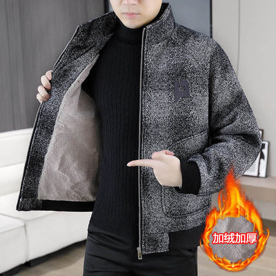 男士立领毛呢夹克外套冬季新款