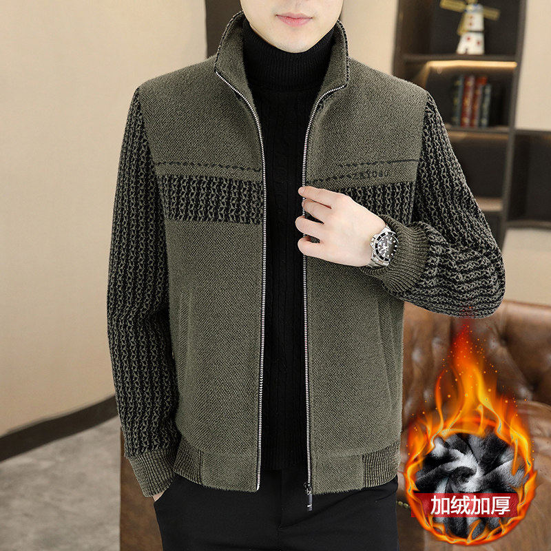 冬季加绒加厚男士夹克立领金貂绒休闲外套2025新款冬装毛呢大衣男,男装,毛呢大衣,淘宝优惠券,粉丝福利购,淘宝优惠卷
