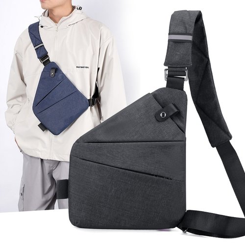 腋下包防盗贴身胸包男士新款大容量多层便携单肩包斜挎包