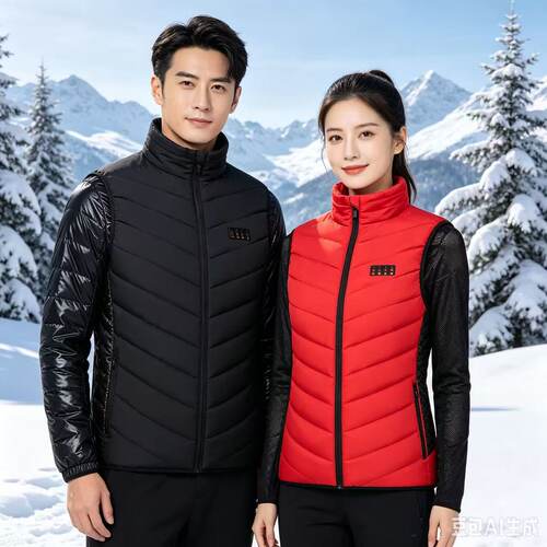 跨境35区智能电热背心发热马甲男保暖USB发热马夹加热服大码外套