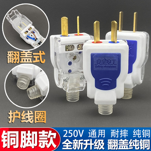 大功率插头纯铜二脚插头通用款