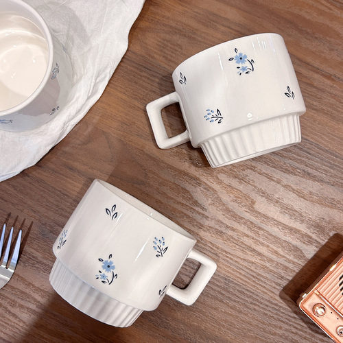 韩式ins碎花叠叠杯咖啡杯可爱