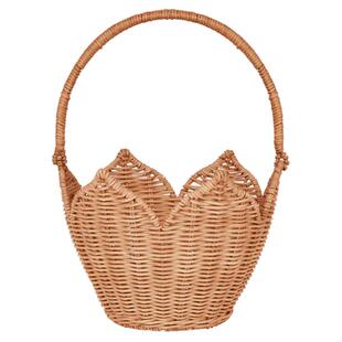 北欧风天然藤条编织复古采摘提篮手工藤编花篮儿童户外玩具收纳筐