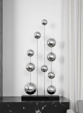 玄关壁龛不锈钢镜面雕塑摆件客厅电视柜售楼部现代轻奢高级感摆件