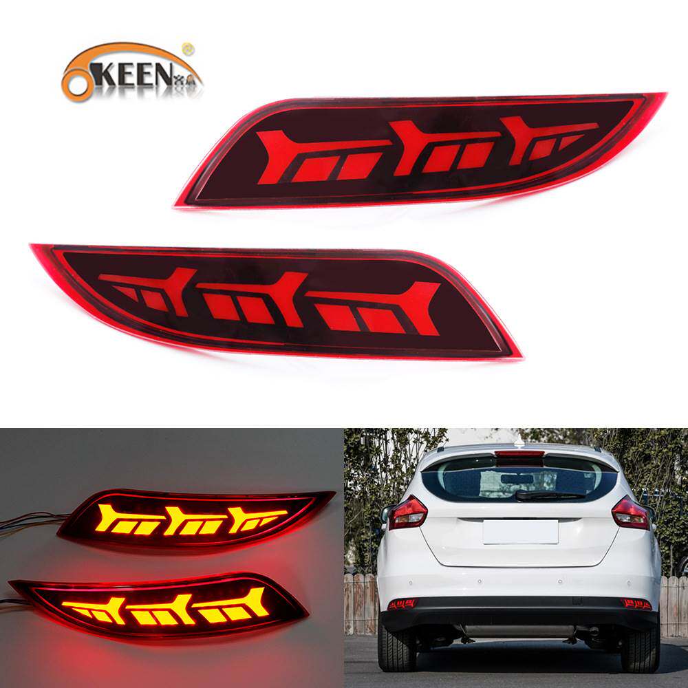 OKEEN适用15-18款福特福克斯后杠灯 专用后尾灯汽车流光led转向灯