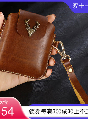 适用新款中国风于三星Glxy Z Flip牛皮腰带包送挂绳真皮手机套