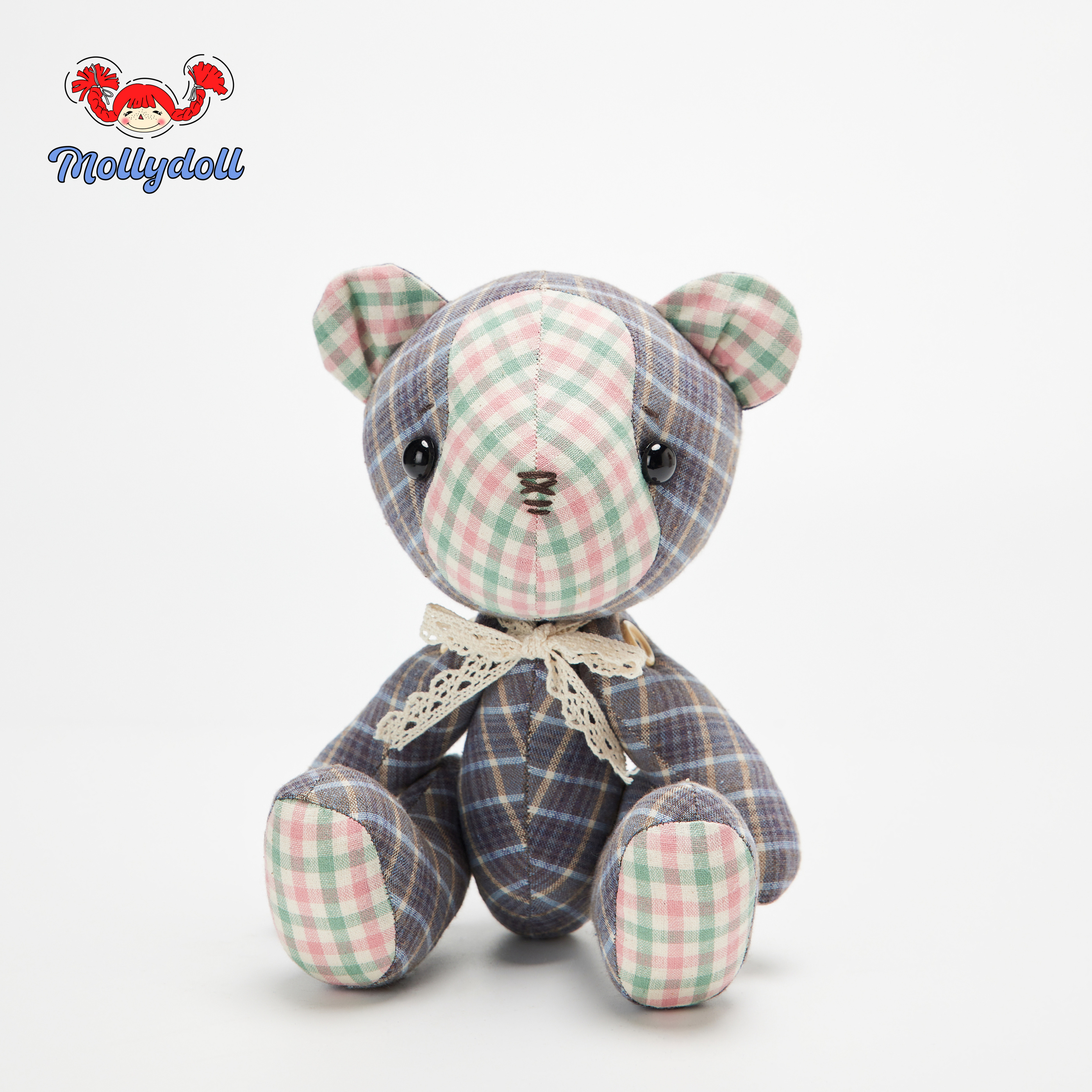 Mollydoll手工玩偶20cm可爱熊摆件七夕送礼毛绒玩具安抚公仔