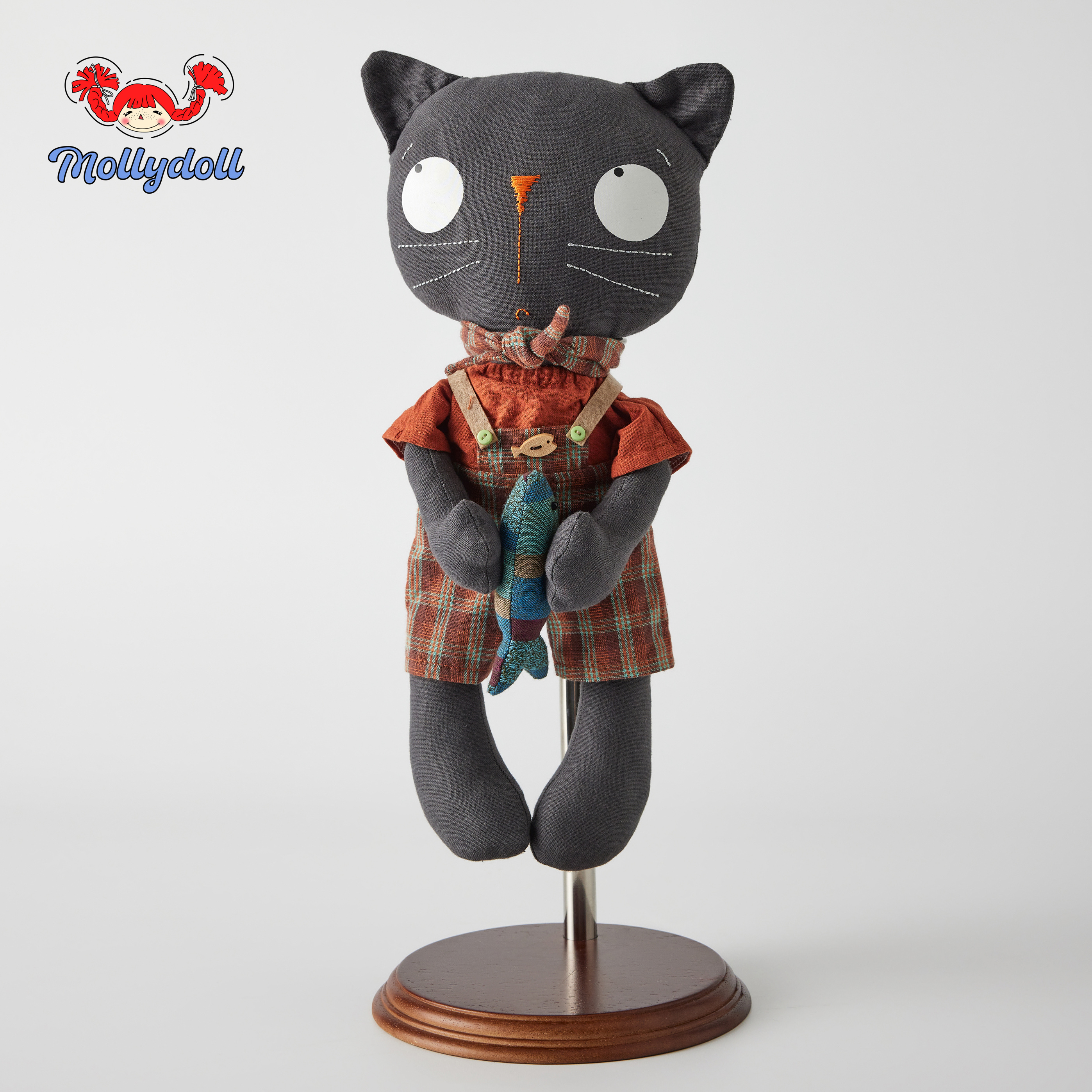 Mollydoll手工娃娃玩偶乡村摆件生日礼物小猫35CM毛绒玩具公仔