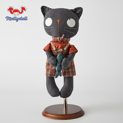 Mollydoll手工娃娃玩偶乡村摆件生日礼物小猫35CM毛绒玩具公仔