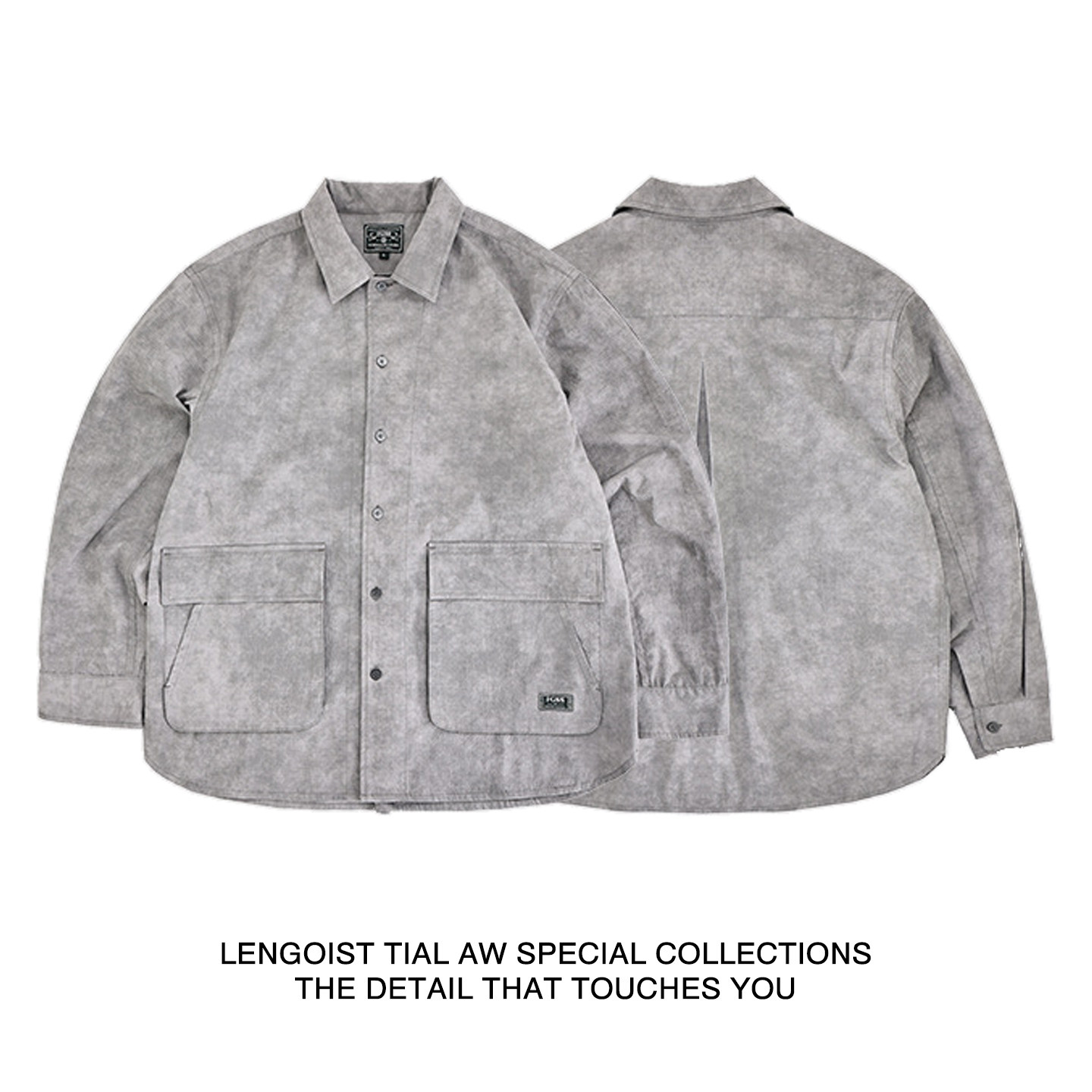 25SS日系定织50D泡泡纱特殊定染廓形圆弧下摆长袖男夹克外套