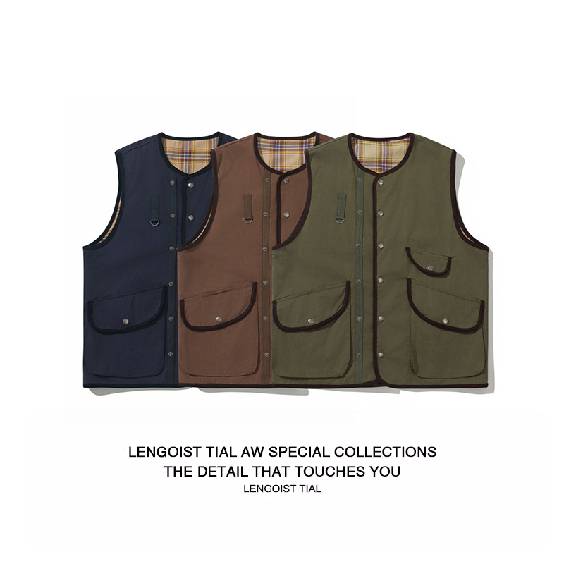 LENGOIST 25AW OUTDOOR 英式复古内里格子猎装户外背心马甲背心