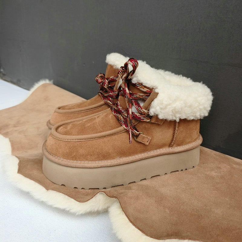 羊皮毛一体芙卡拉雪地靴厚底系带