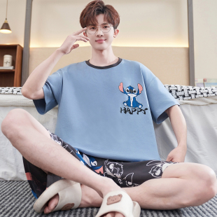 卡通学生薄款 短裤 青少年加大码 男款 纯棉睡衣男夏季 家居服套装 短袖