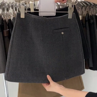 大码 包臀裙高腰裙子半裙 灰色A字裙半身裙女秋冬短裙胖mm2025新款