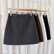 深灰色毛呢短裙大码 a字裙半身裙女秋冬黑色包臀裙裤 呢子百搭显瘦