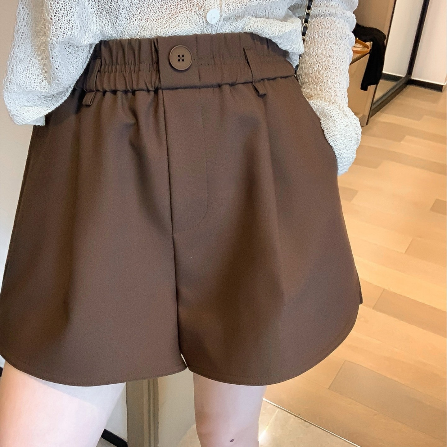 巨百搭高腰西装短裤女大码胖mm2026春季新品A字松紧腰外穿阔腿裤,女装/女士精品,大码裤装,淘宝优惠券,粉丝福利购,淘宝优惠卷