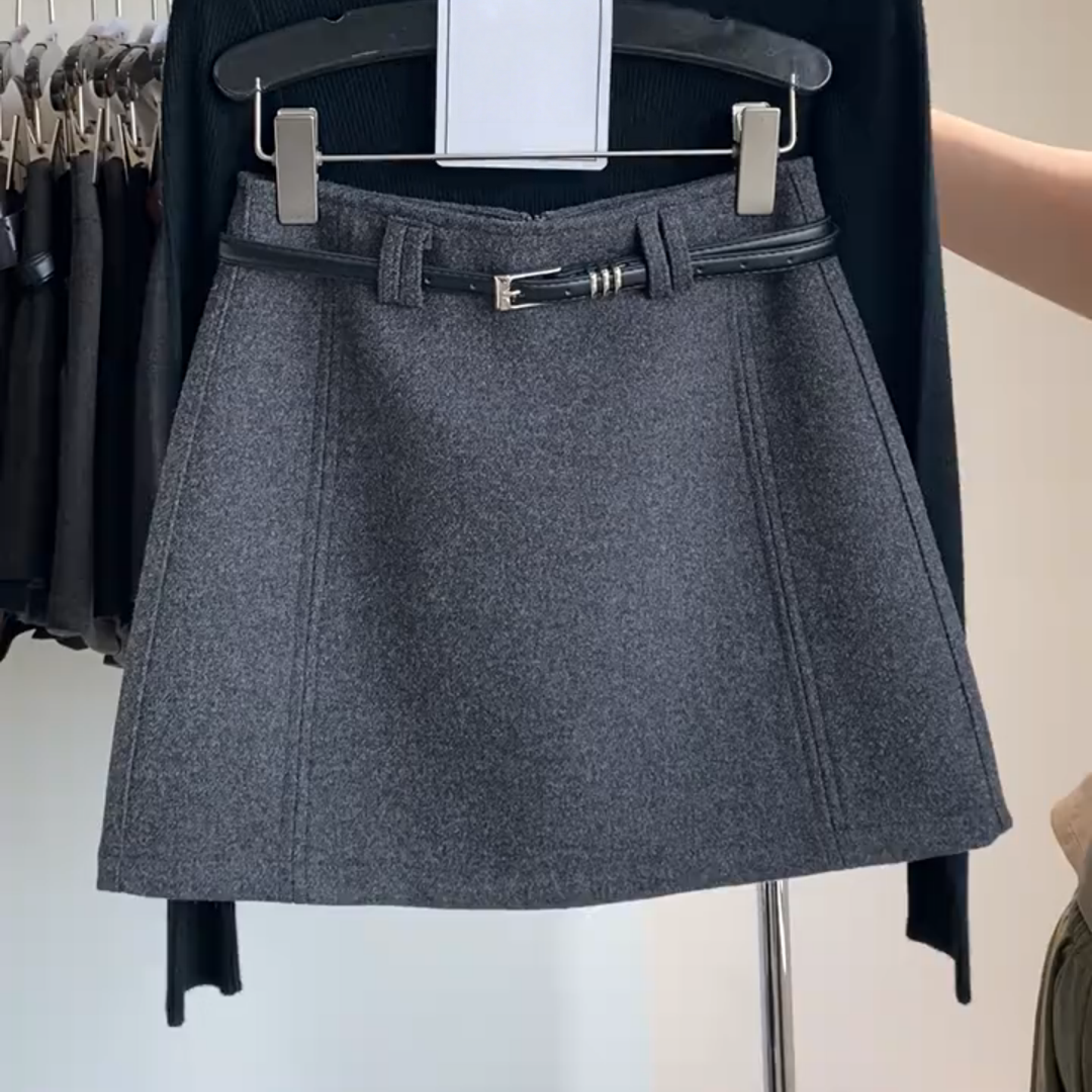 大码胖mm气质复古毛呢半身裙女秋冬季高腰修身显瘦防走光包臀短裙