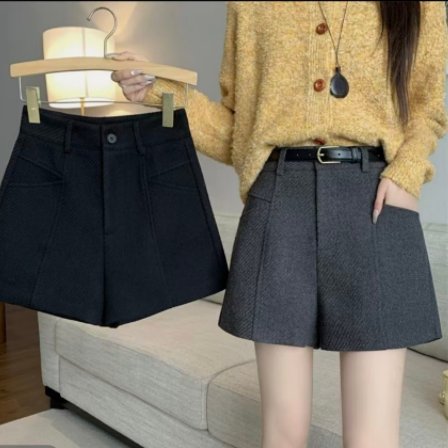 大码灰色毛呢短裤女2025秋冬新款胖mm高腰显瘦外穿宽松阔腿五分裤,女装/女士精品,大码裤装,淘宝优惠券,粉丝福利购,淘宝优惠卷