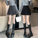 灰色毛呢半身裙女2025新款 秋冬款 小个子百褶裙高腰A字显瘦短裙子