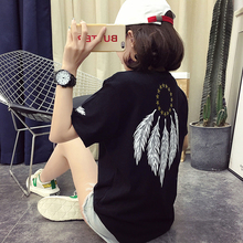 2019夏装新款微胖妹妹最爱大码女装200斤网红短袖遮肚上衣藏肉T恤