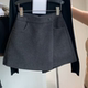 胖mm秋冬加厚毛呢半身裙高腰显瘦不规则斜边呢子a字裙口袋短裤 裙