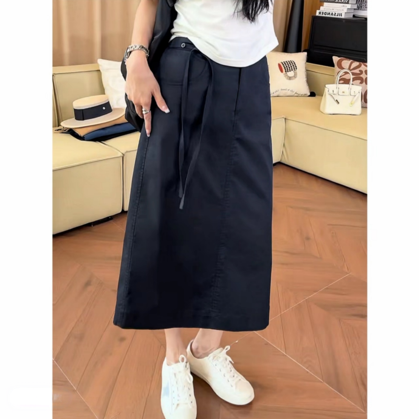 梨型身材开叉直筒半身裙女夏新款大码百搭显瘦松紧腰中长款A字裙,女装/女士精品,大码半身裙,淘宝优惠券,粉丝福利购,淘宝优惠卷