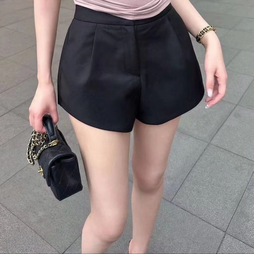 黑色西装短裤女夏季外穿小个子高腰显瘦梨形身材a字阔腿休闲热裤