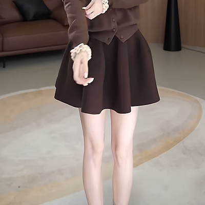 美拉德花苞短裙女大码胖mm2025秋冬新款高腰显瘦时尚百搭半身裙女