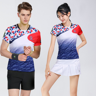 羽毛球服女春夏运动速干短袖上衣男乒乓比赛大码团购定制韩国套装