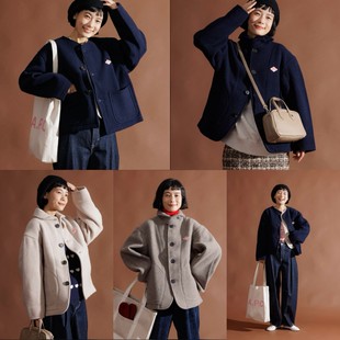 部分现货店主自留danton法国品牌日本制羊毛外套圆领上衣