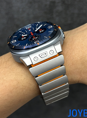 适用Galaxy三星手表带Watch87钛合金属磁吸不锈钢Ultra蝴蝶扣硅胶