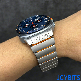 适用Galaxy三星手表带Watch87钛合金属磁吸不锈钢Ultra蝴蝶扣硅胶