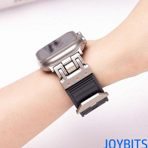 机甲风硅胶运动S9表带适用iWatch苹果手表Ultra2氟橡胶S8金属49mm