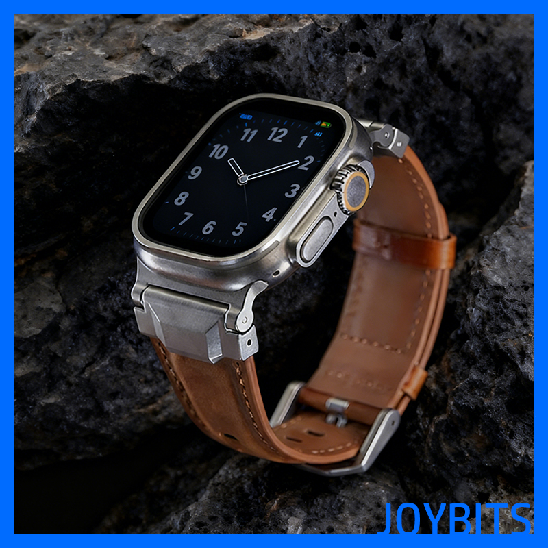 疯马真牛皮S11不锈钢表带适用iwatch苹果手表Ultra钛色46金属49mm