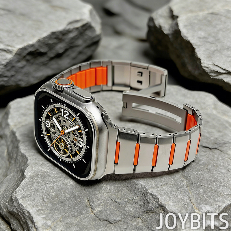 不锈钢Ultra运动S11表带适用iWatch苹果手表壳橡硅胶钛金属蝴蝶扣