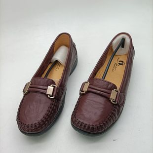 妈妈款欢腾女鞋真皮系带休闲皮鞋牛皮透气防滑耐磨工作低帮厚底鞋